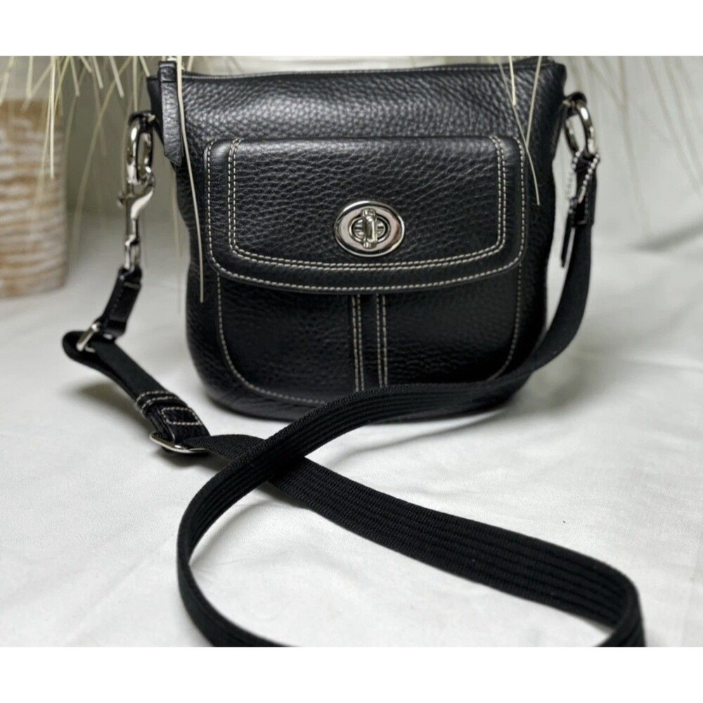 Authentic Vintage Coach Hamilton Crossbody Bag-  Black Pebbled Leather